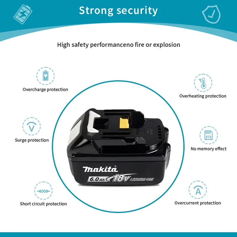 Originální Makita BL1860 18V 6AH baterie Li-ion pro elektrické nářadí Náhradní baterie LXT BL1850 BL1840 pro 18V šroubovák s BMS TPCELL 18V - náhled 3