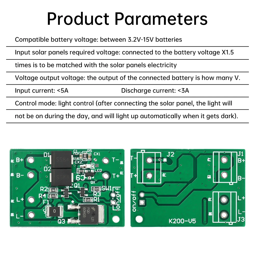 Solar Light Circuit Control Board 3.2V-15V Solar Controller Board Module Dusk-to-dawn Lighting for Road Stud Light Garden light