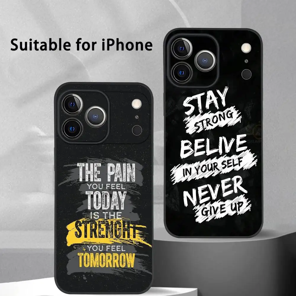 Gym No Pain No Gain Phone Case For iPhone 17 16 15 14 13 12 11 Pro Max Plus Mini Black Frosted Soft Shell Funda - view 2