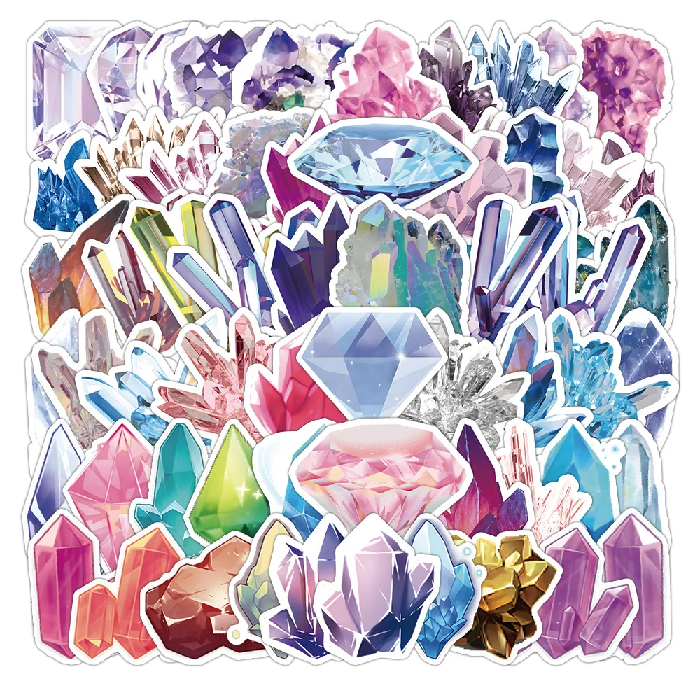 10/50Pcs Crystal Graffiti Stickers Cartoon Colored Gemstones DIY Laptop Skateboard Phone Case Water Bottle Waterproof Decoration