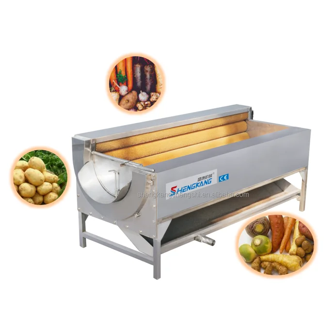 Vegetable Fruit Bubble Washing Machine SHENGKANG-HMPL PLC Gear Motor-304 Stainless Steel High Efficiency Electric/GAS/LPG