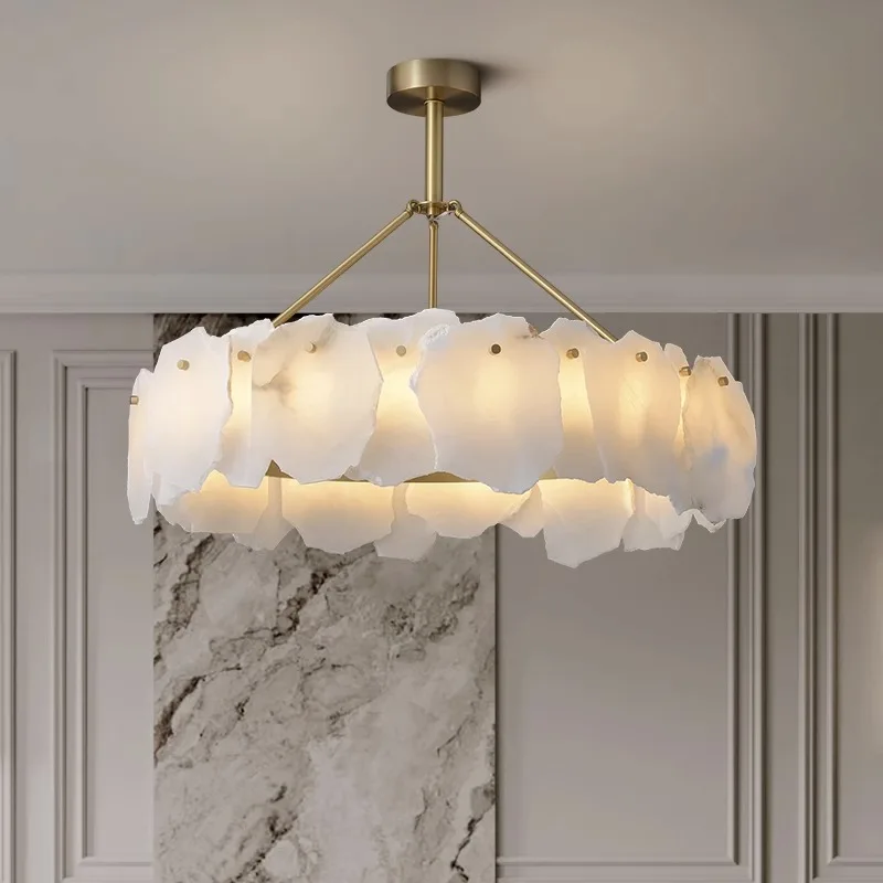 

Marble Chandelier All-copper Nordic Post-modern Living Room Lamp High-end Brushed Copper Living Room Dining Room And Bedroom