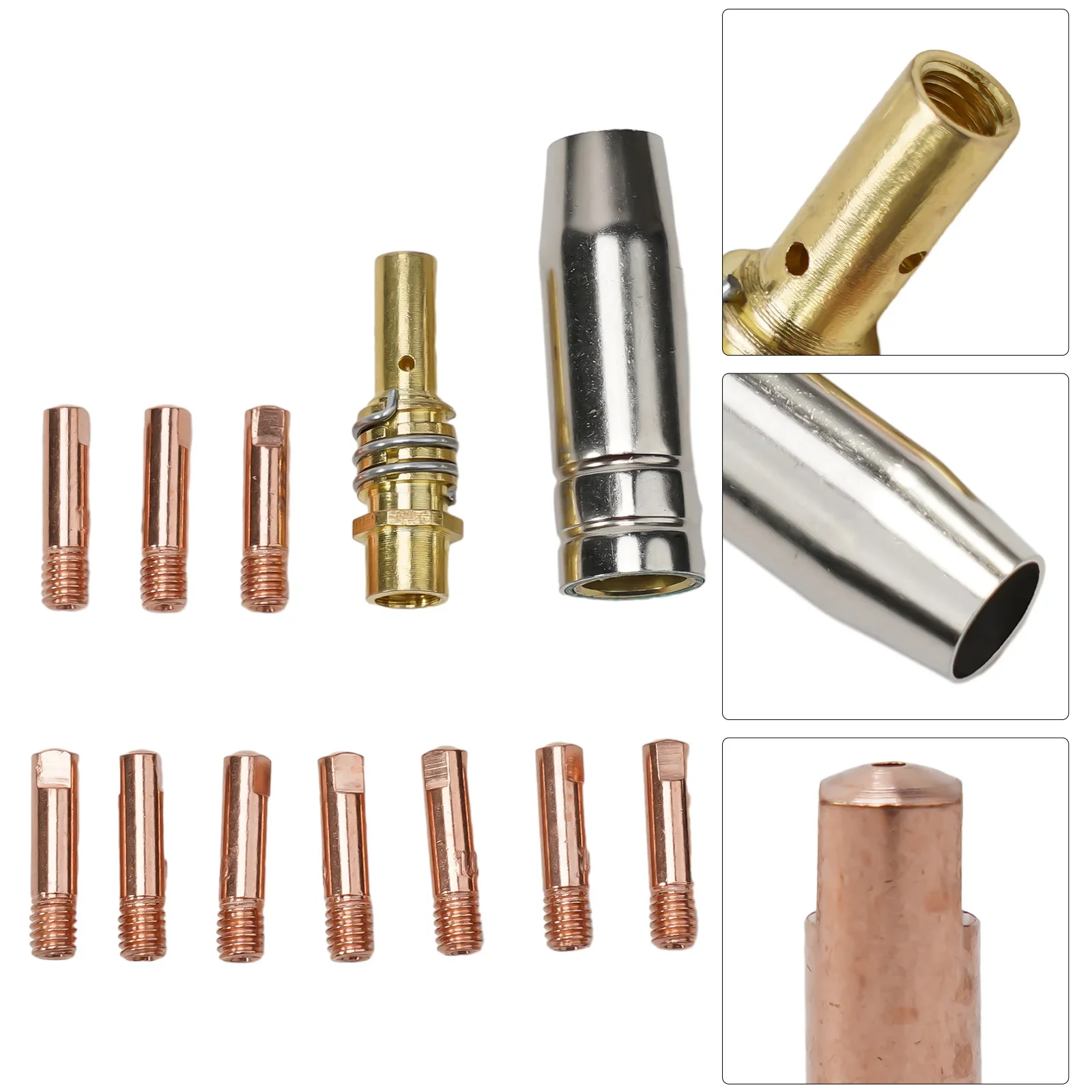 Bocal de proteção para faísca e soldagem Jasic Dica de contato, MIG, MB15-15AK, 0,6mm, 0,8mm, 0,9mm, 1,0mm, 1,2mm, 16 PCs, 10 PCs, 5 PCs