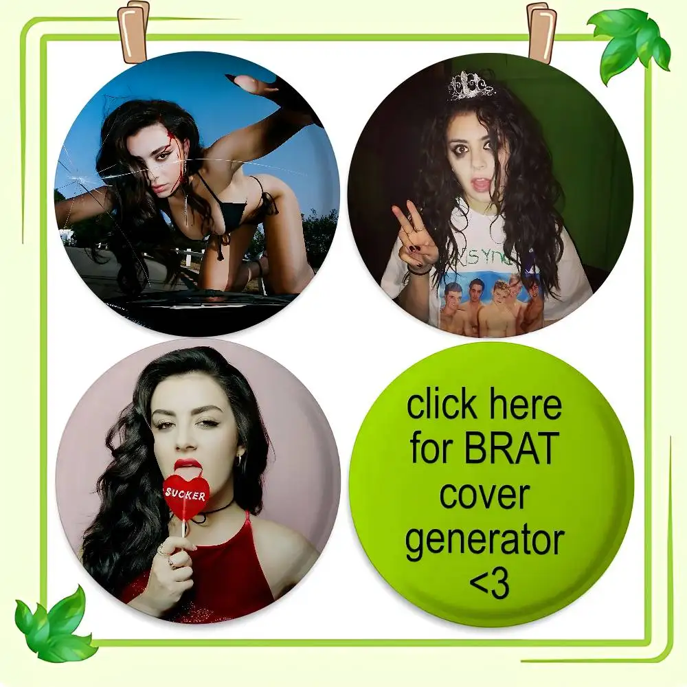 Singer C-Charli Xcx Badges Tinplate Soft Button Pin Brooch Metal Badge Custom Jewelry Accessories Hat Bag Lapel