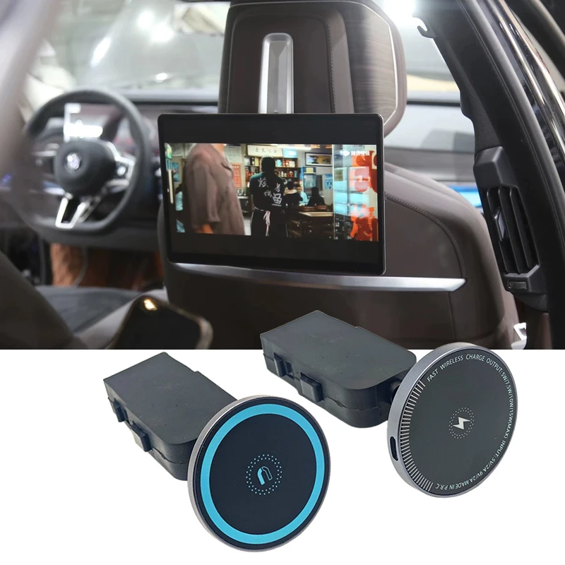 

For BMW 5 7 Series X5 X6 X3 I7 I5 IX 2023 2024 2025 Rear Seat Pad Phone Magnetic Mount Wireless Charger Holder Car Accessories
