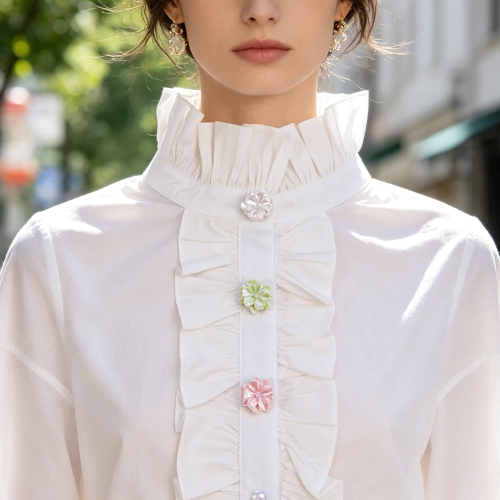 A Pair Removable Metal Five-Petal Flower Button Cover Shirt Cufflink DIY Fashion Premium Decorative Snap-on Craft Accessories