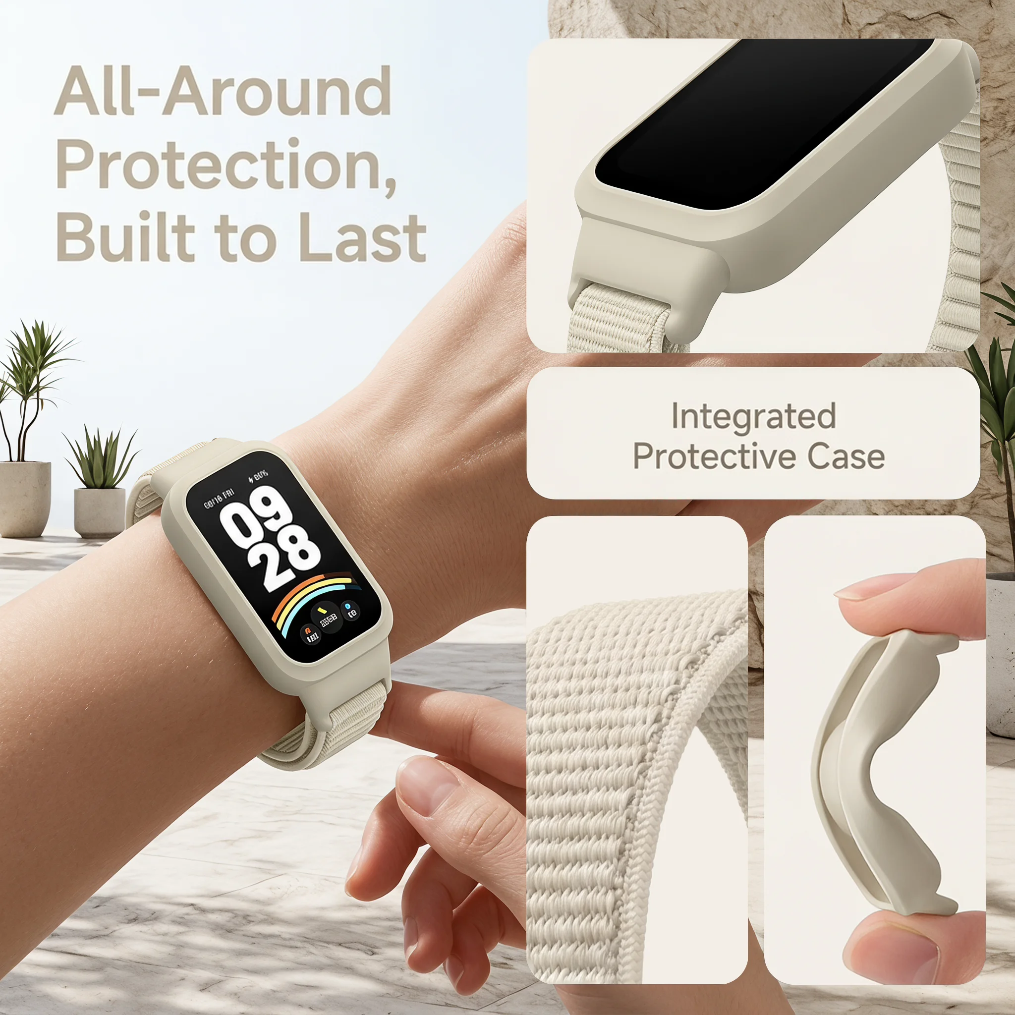 Hülle+Nylon-Schlaufenarmband für Xiaomi Redmi Band 3 Smartwatch Zubehör Sport Atmungsaktives Armband Correa für Mi Band 9 Active Belt – Detail 4