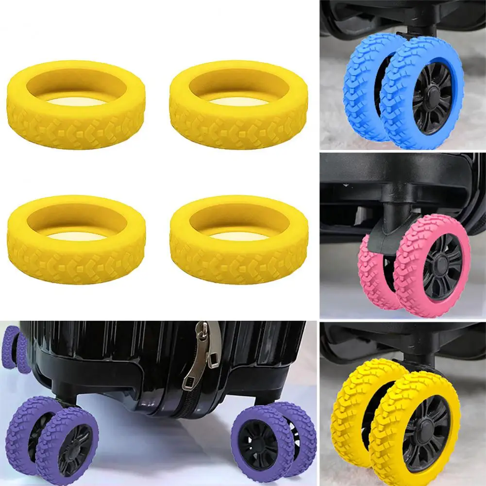 Quiet Travel Luggage Cover Silicone Luggage Wheel Covers Anti-scratch Suitcase Protection Sleeves Durable Castor for Travel