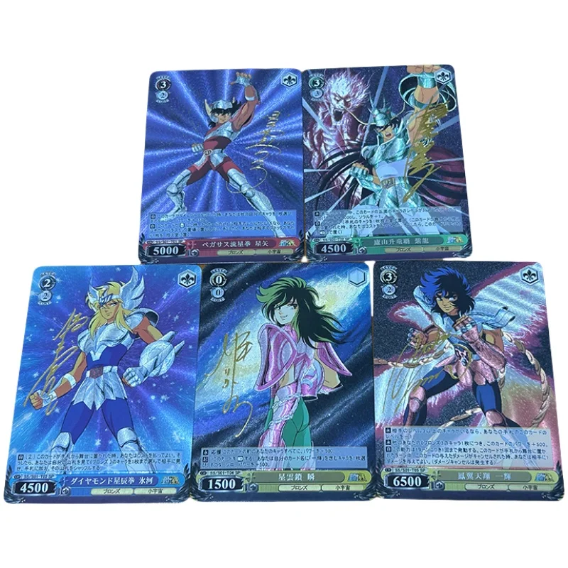 Carte Flash Saint Seiya, Hyoga Shun, série Ws, bricolage, estampage à chaud, processus rugueux, figurines d'action, collection de jeux animés, 5 feuilles