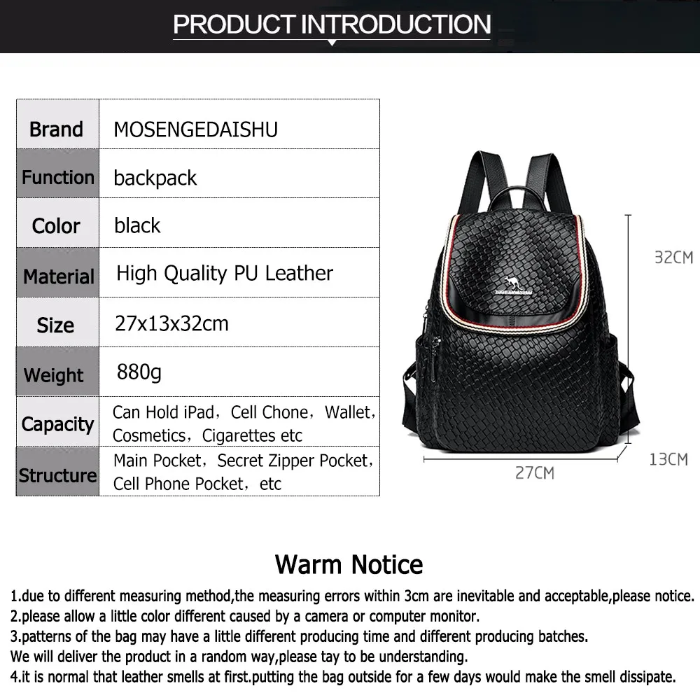 High Quality Stone Pattern Soft Leather Women Backpacks Large Capacity School Bookbags Teenage Girls Sac A Dos Travel BagPack