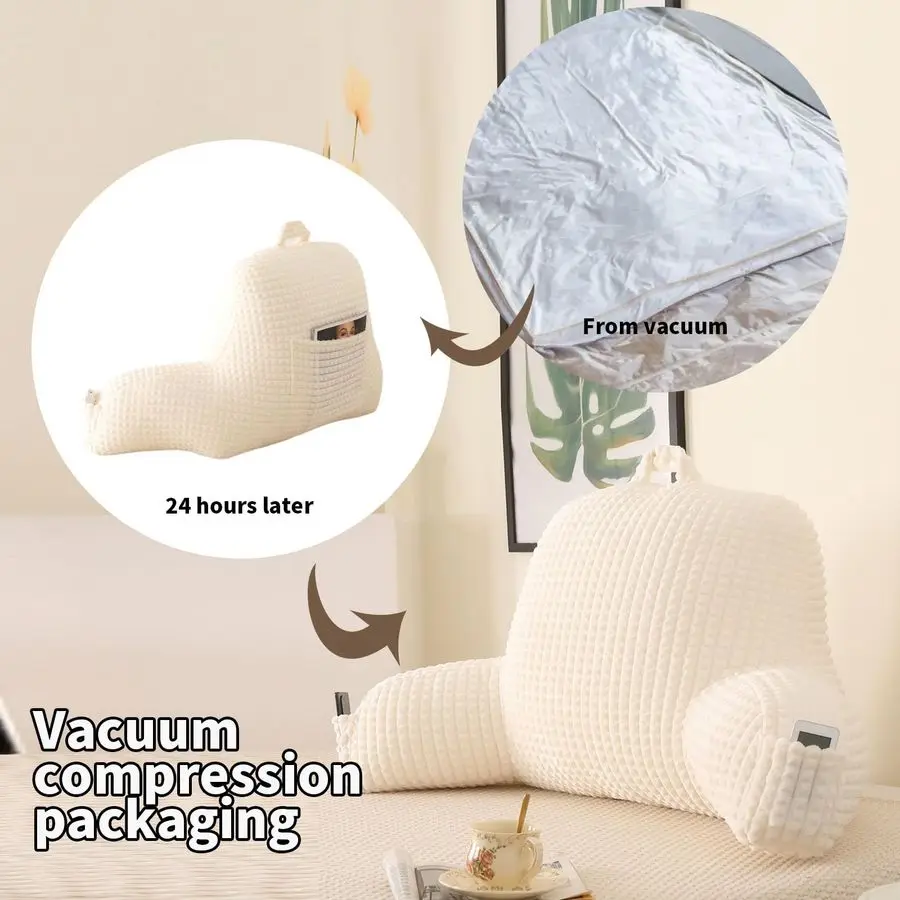 وسادة للجلوس في السرير، وسادة قراءة كبيرة بمسند ظهر مع مسند للذراع، وسادة دعم مسند الظهر للجلوس على الأريكة والأريكة وF