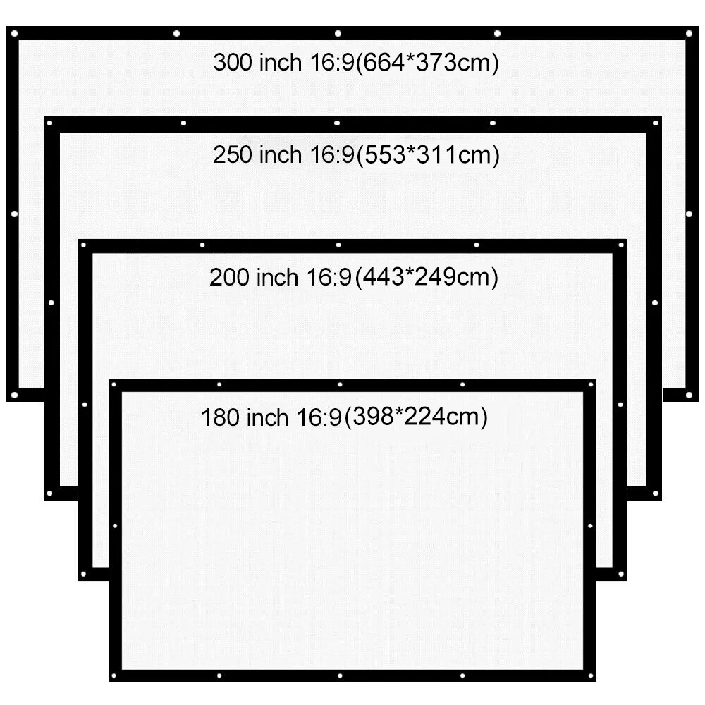 ThundeaL 180 200 250 300 Inch Projection Screen for BenQ Optoma XGIMI Projector Screen Canvas Matt White 3D HD Theater Curtain