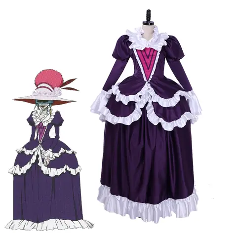 Disfraz de Kikyo Zoldyck, vestido victoriano Medieval de bullicio, vestido morado para mujer, vestido de fiesta de Halloween