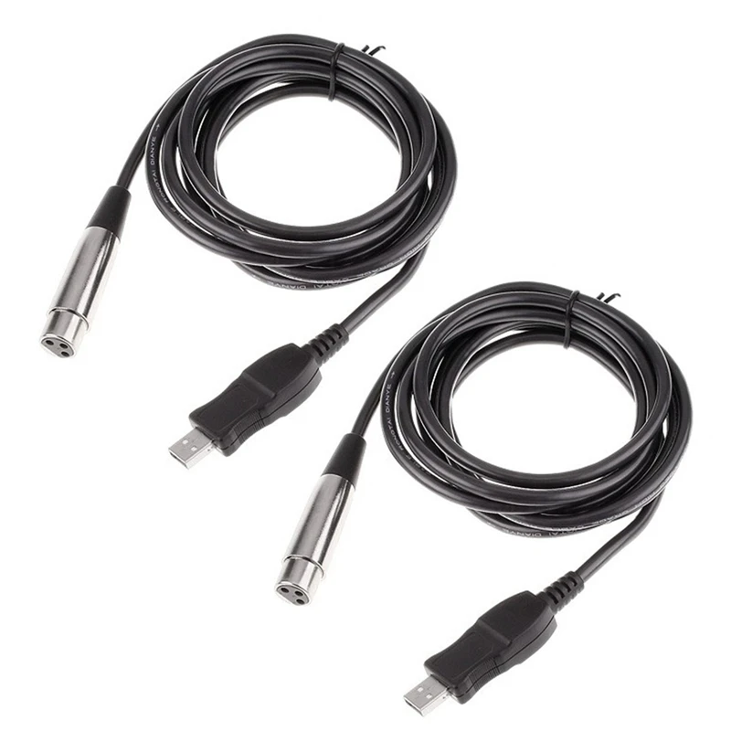 2X  USB Male To XLR Female Microphone USB MIC Link Cable New