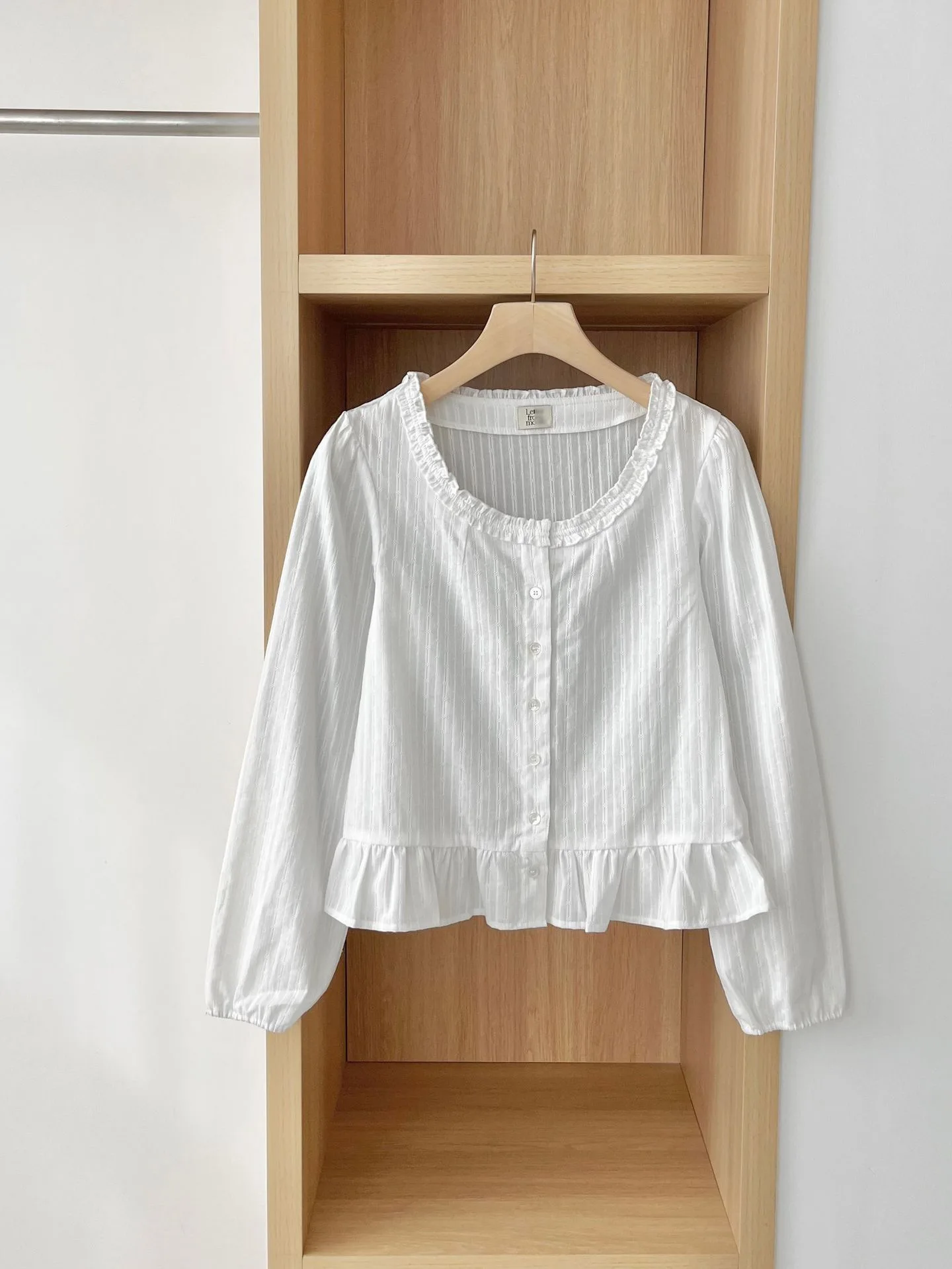 

Sweet Gentle round Neck Shirt Spring Early Pure Cotton Loose Fit Long Sleeve Breathable Comfortable Women's Shirt Cotton 100%
