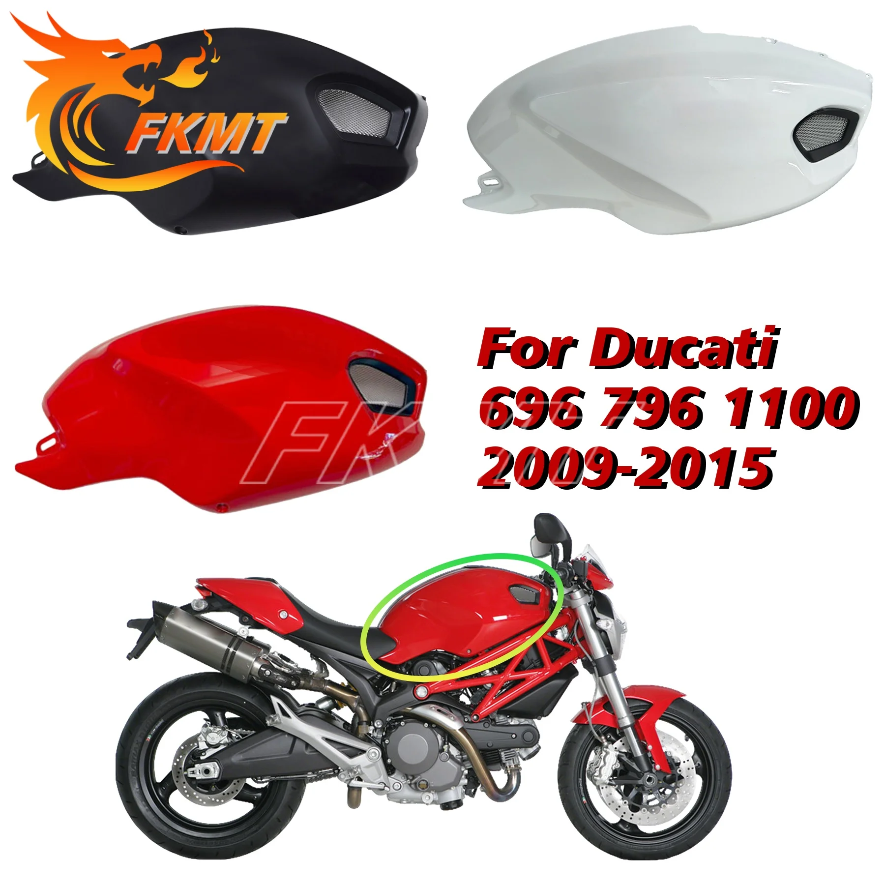 

New motorcycle shell accessories for Ducati Monster 696 796 1100 1100S EVO 2009 2010-2015 fuel tank fairing ABS plastic body kit