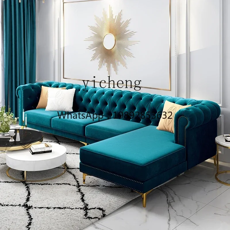 

HYS Fabric Corner Art-Sofa Velvet Small Apartment Modern Simple Living Room Combination