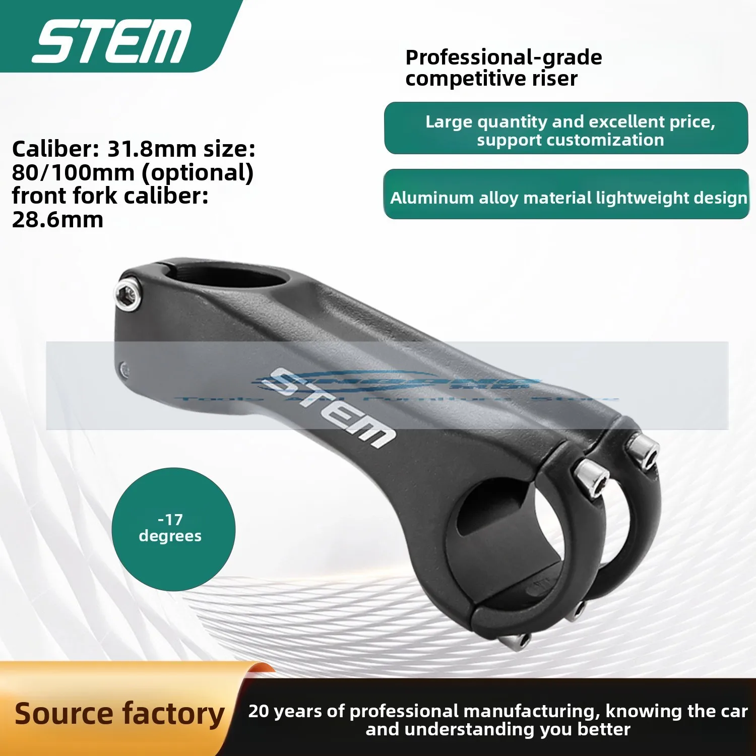 

STEM Mountain Bike Handlebar Stand Ultra Light Riding Aluminum Alloy Riser Negative 17 Degrees Personality Competitive Road Bike