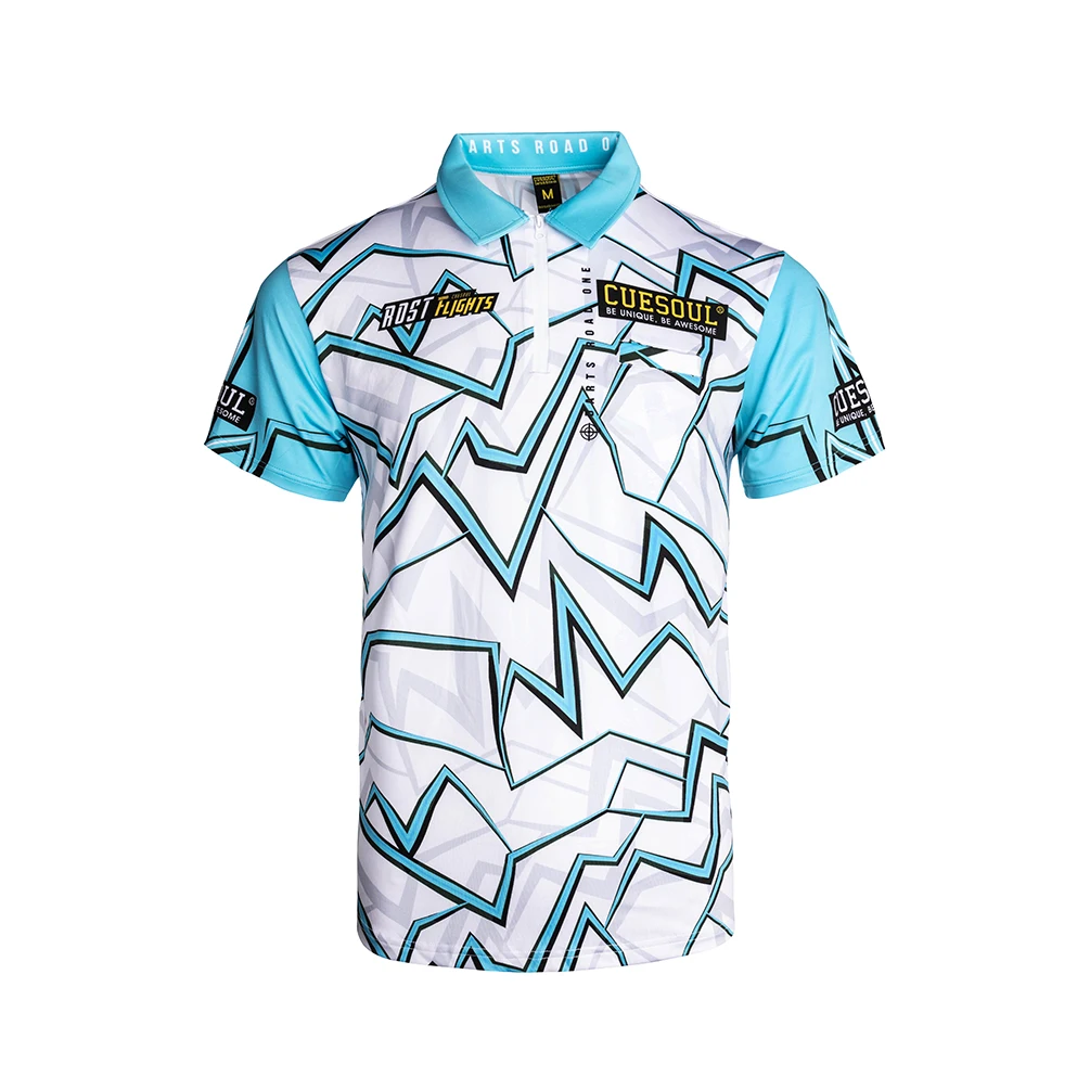 

CUESOUL New Launch DARTS ROAD ONE Dart Shirt Dart Jersey-Sky Blue and White