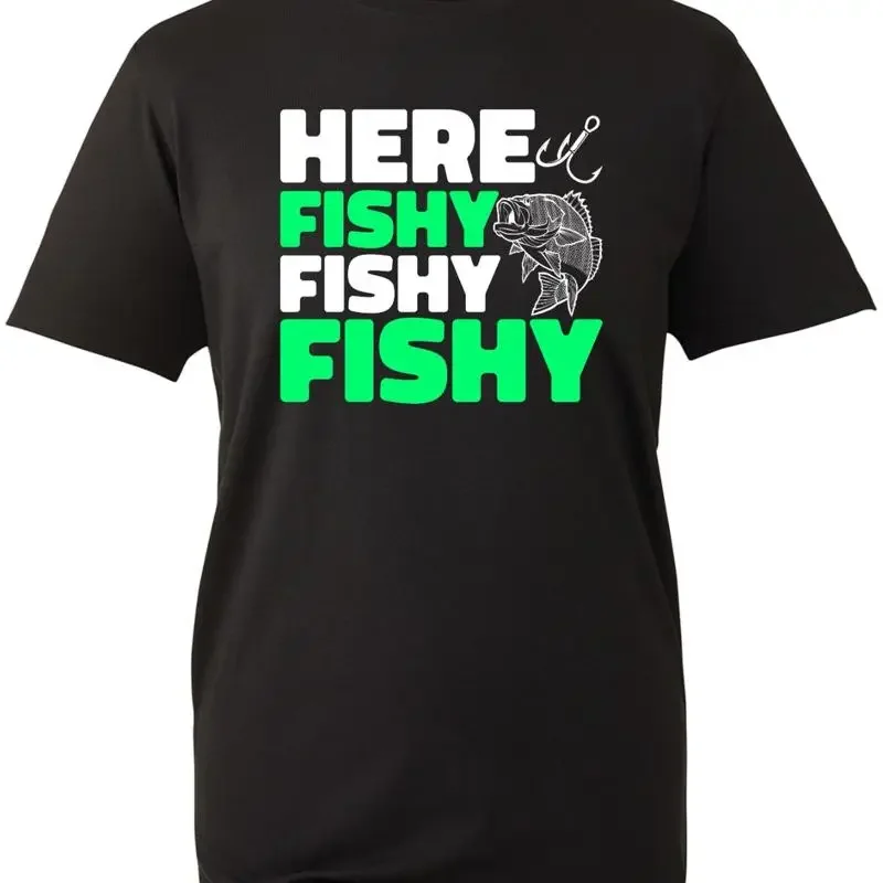 Here Fishy T Shirt Funny Fisherman Fishing Adventure Hunting Camping