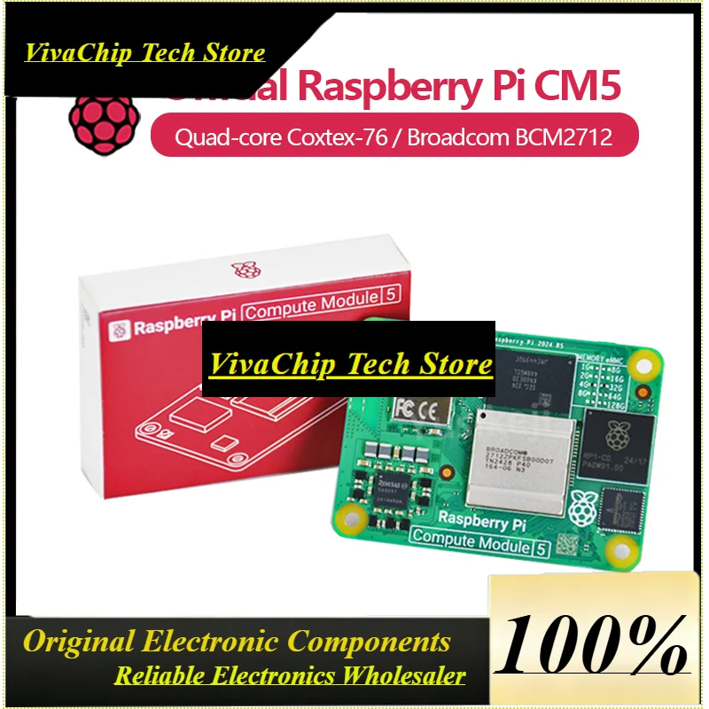 VivaOriginal Raspberry Pi CM5 4GB RAM, Optional WIFI/EMMC, Broadcom BCM2712 Dual 4K Output + HDR 800MHz VideoCore Quad-core.