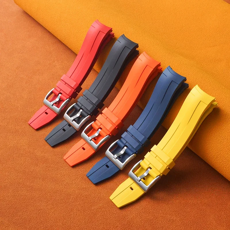 Premium Grade FluoroRubber Watch Strap 21mm Curved Watchband FKM Watch Band For Tissot Seastar 43mm Divers Watches Men