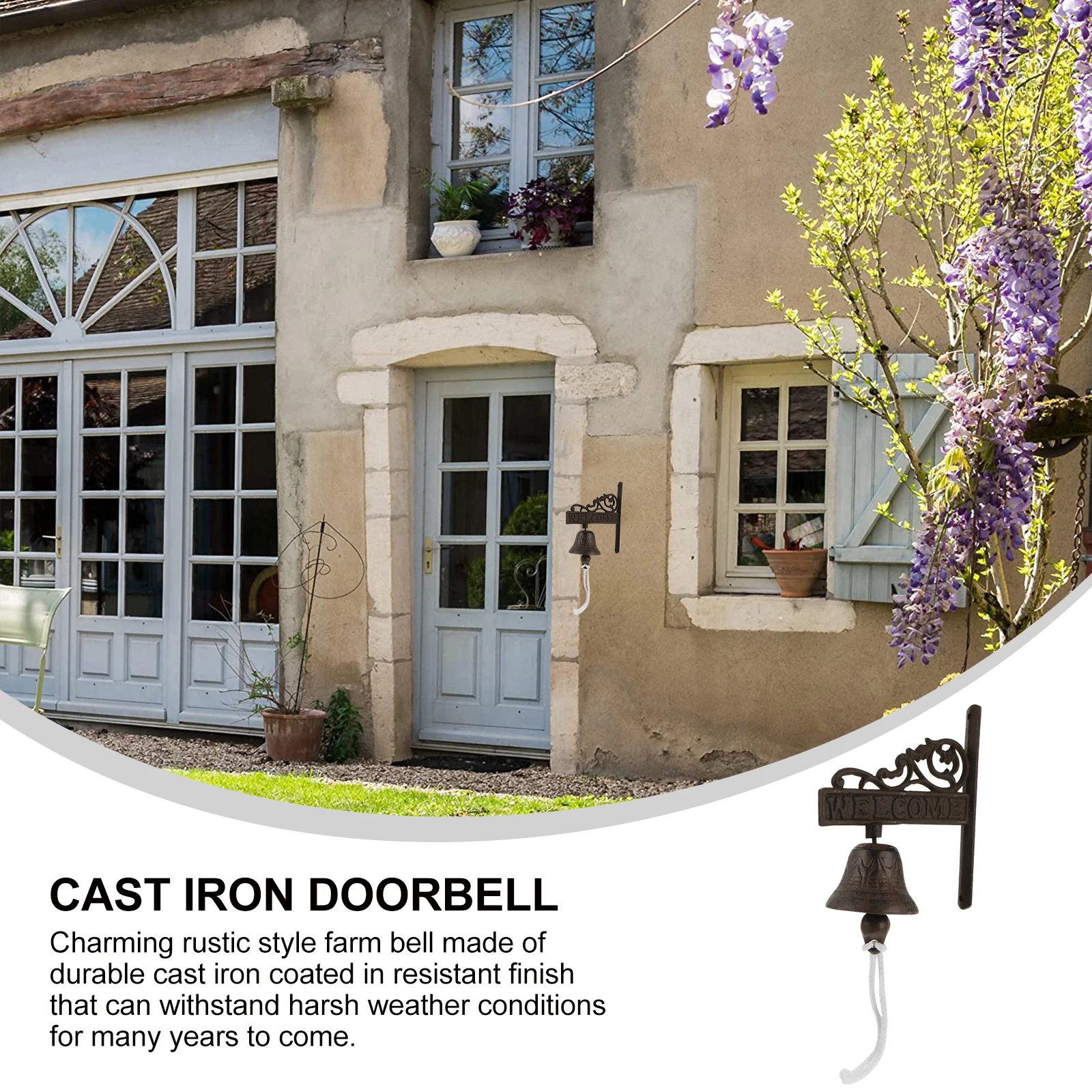 

1pc Wrought Iron Doorbell Metal Bells Three Dimensional Hanging Decor Farmhouse Rustic Style Cast Iron Shaking Christmas Bell