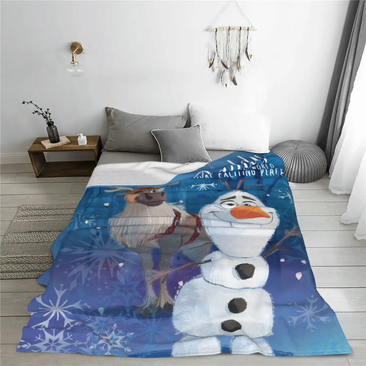 Frozen Movie Warm Soft Blanket Olaf and Sven Travel Office Plush Throw Blanket Funny Living Room Flannel Bedspread Sofa Cover