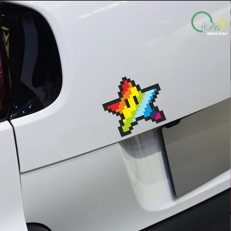Pixel style rainbow star car body decoration reflective sticker scratch cover sticker cover decal computer case sticker