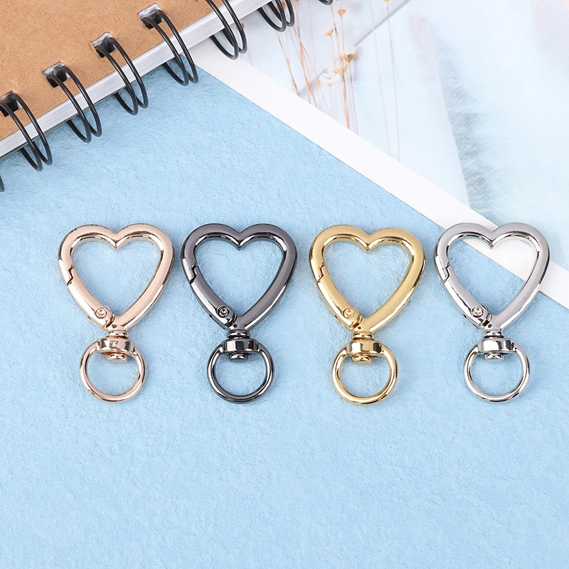 5pcs Plated Heart Shape Rotation Lobster Zinc Alloy Spring Buckle Clasps Key Ring Holder Hook Carabiner For Jewelry Making