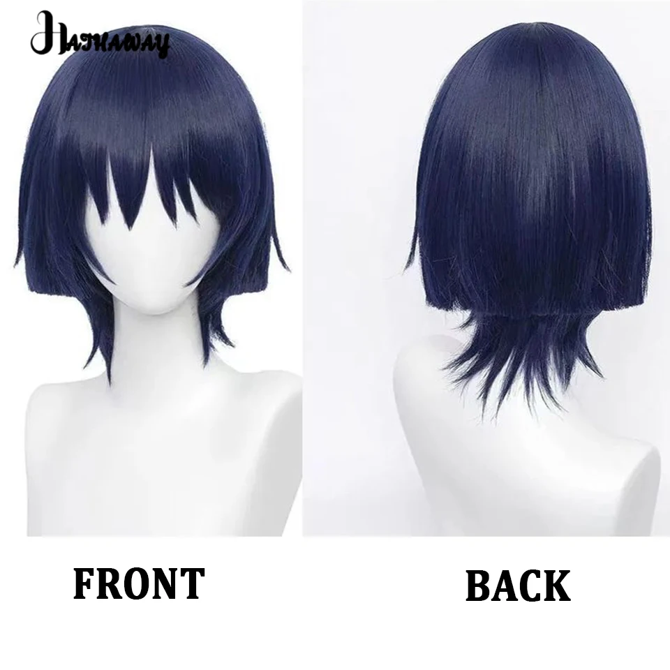 10 Inch Short Wig Synthetic Wig Straggler Wig Wanderer Former God Rice Wife Country Collapse Straggler Cosplay Wig Blue Purple