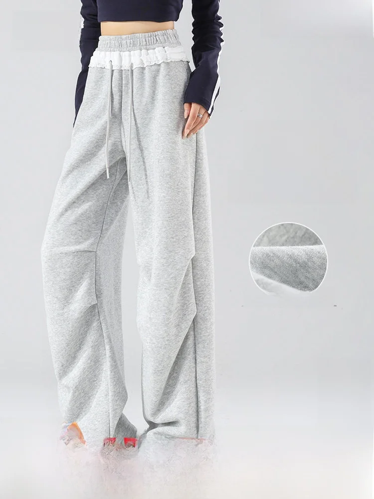 

ay Lace Casual Pants Women's Spring 2026 New Sle Paratrooper Loose Fit Straight Leg Cotton Polyester Blend l Waist