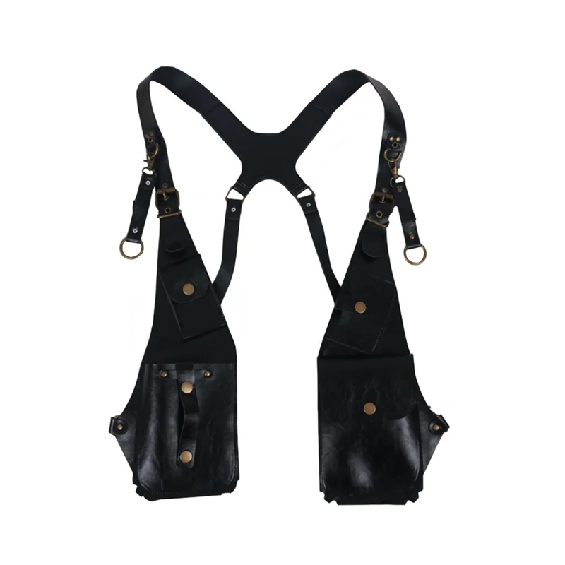 

AC22-Retro Shoulder Bag Wallet Armpit Bag Steampunk Bicycle Motorcycle Portable Mobile Phone Tool Bag Easy To Use Black