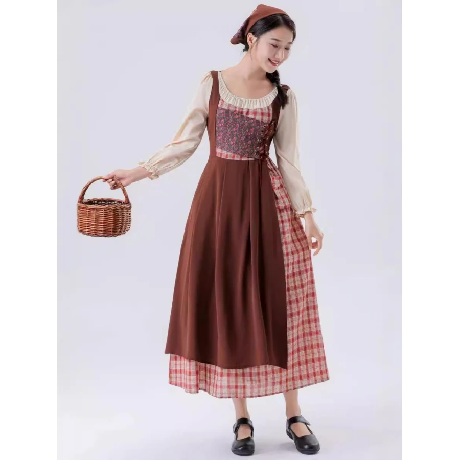 loween Beer Festival Medievale Manor Cameriera Plaid Dr Adulto Role-plang Costume da spettacolo teatrale Abbigliamento tradizionale da donna