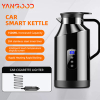Yangood Portable Car Hot Kettle 1500ML Large Capacity 304 Stainless Steel Water Heater Travel Auto 12V 24V For Tea Coffeefor