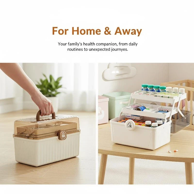 3 Tier Foldable Medicine Organizer Space Saving Multi Compartments First Aid Storage Container for Home Office Use view 6