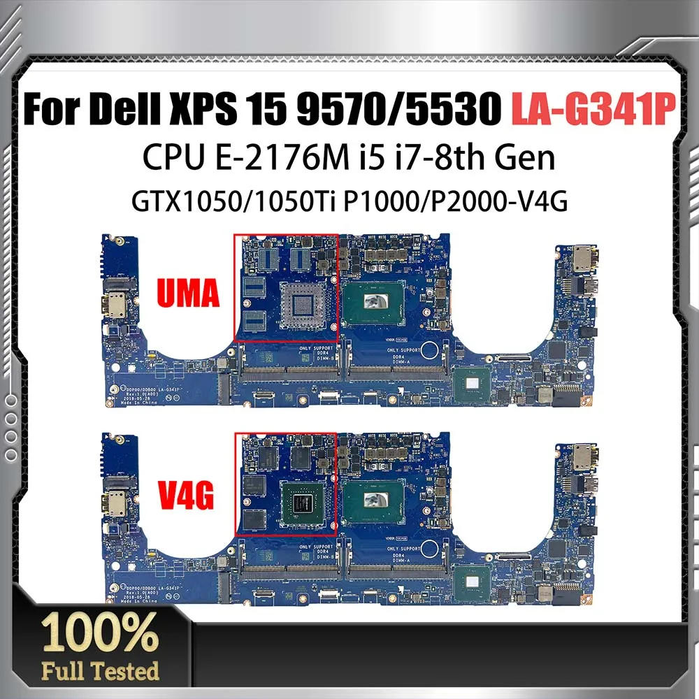 

LA-G341P Mainboard For DELL Precision 5530 9570 Laptop Motherboard 0VDJMX E-2176M i5 i7 CPU GTX1050-1050Ti P1000-P2000 V4G