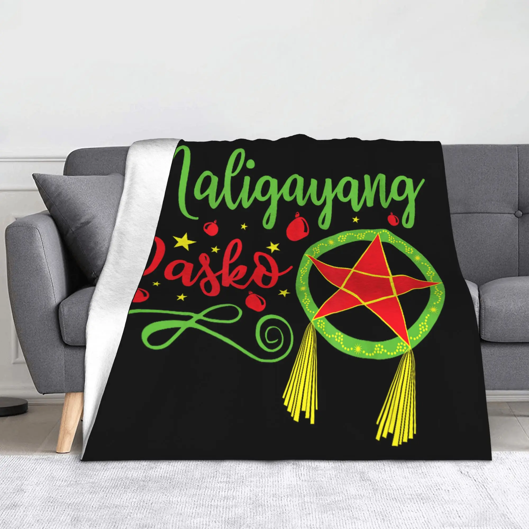Maligayang Pasko Parol Blanket Cover Philippine Christmas Flannel Throw Blankets Summer Air Conditioning Printed Warm Bedspread