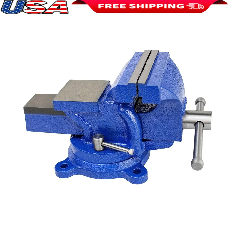 5' Heavy Duty Bench Vise Anvil Swivel Base Cast Steel Clamp Metalworking Tool