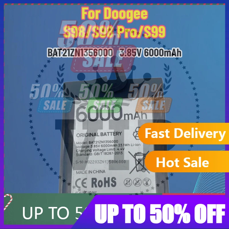 

【Fast Delivery】3.85V 6000mAh BAT21ZN1356000 Battery For Doogee S98/S98 Pro/S99 Mobile Phone Battery