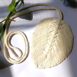 Leaf Macrame Curtain Tie backs Hand-Woven Cotton Tassel Curtain Straps Tie Decorative Accessories for Living Room Boho Decor
