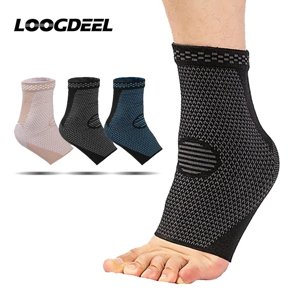 LOOGDEEL 1Pcs Elastic Breathable Knitted Nylon Ankle Protector Basketball Fitness Pressure Jumping Rope Running Ankle Support