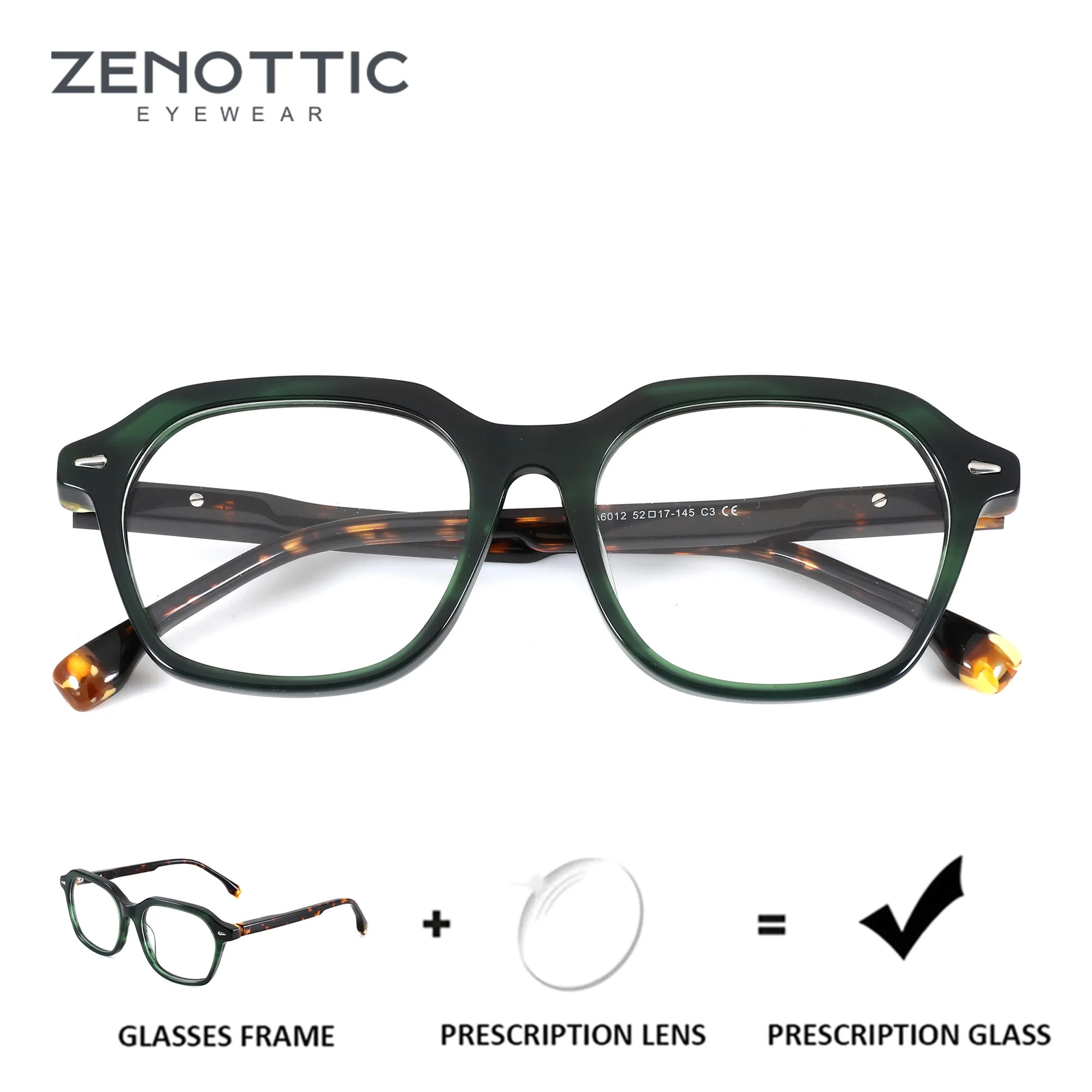 ZENOTTIC S Size Handmade Acetate Square Prescription Glasses Bifocal Reading Glasses Progressive/Myopia Eyewear for Women Man