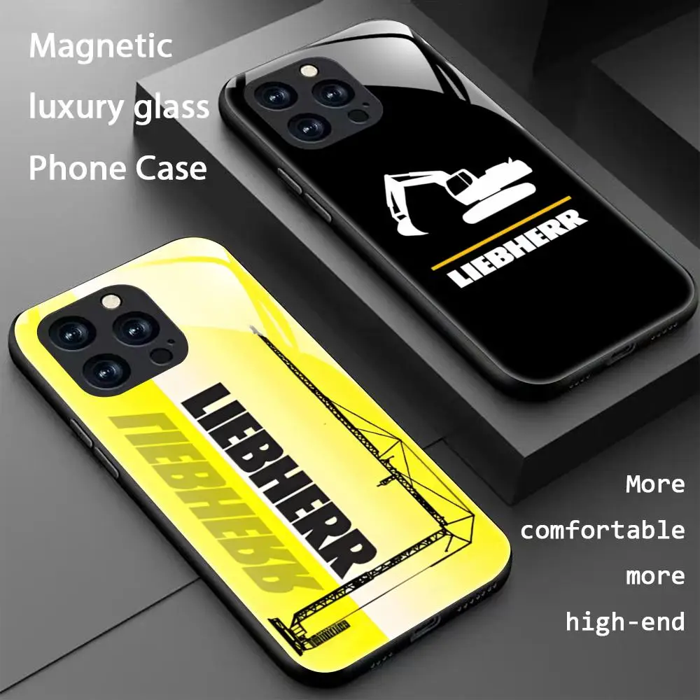 حافظة لهاتف آيفون 16 15 14 13 12 11 X XR XS 8 Plus Mini Pro Max حافظة هاتف مغناطيسية زجاجية رائعة ماركة L-Liebherr #1
