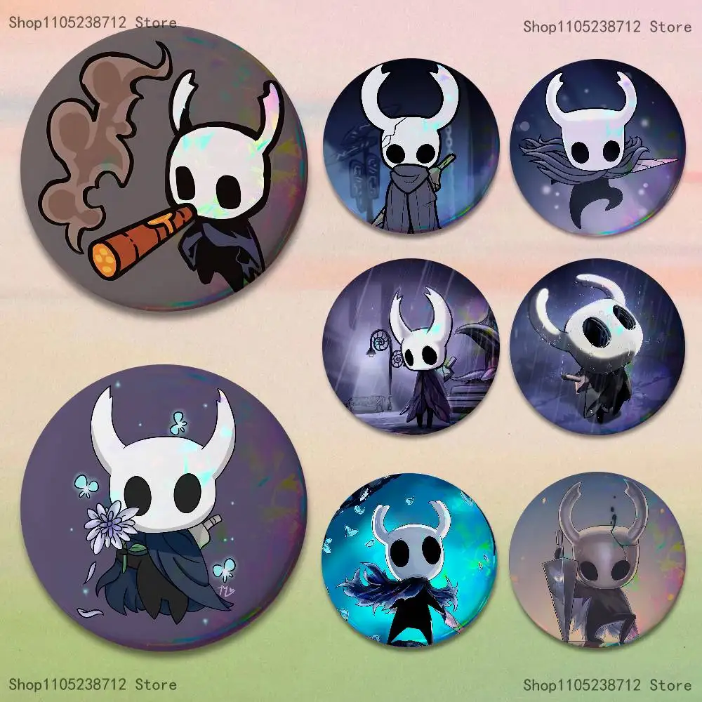 

Horror Anime H-Hollow K-Knights Badge on Backpack Clothes decoration Tinplate Round Brooch Funny Custom Gifts for Friend
