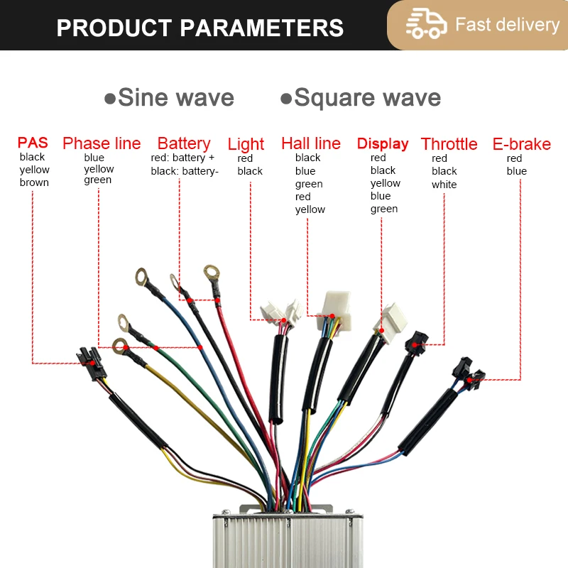 250W-3000W Electric Bike Controller KT 15A-50A Sinewave SquareWave Controller Brushless Motor Bicycle Accessories