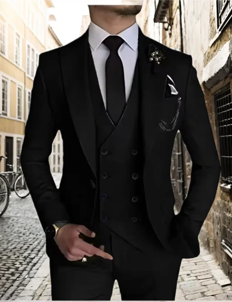 Luxury Men's Suit Peak Lapel Business Suit 3piece Blazer+Vest+Pants Tuxedo for Wedding Groom Tuxedo Elegant High Quality 2024