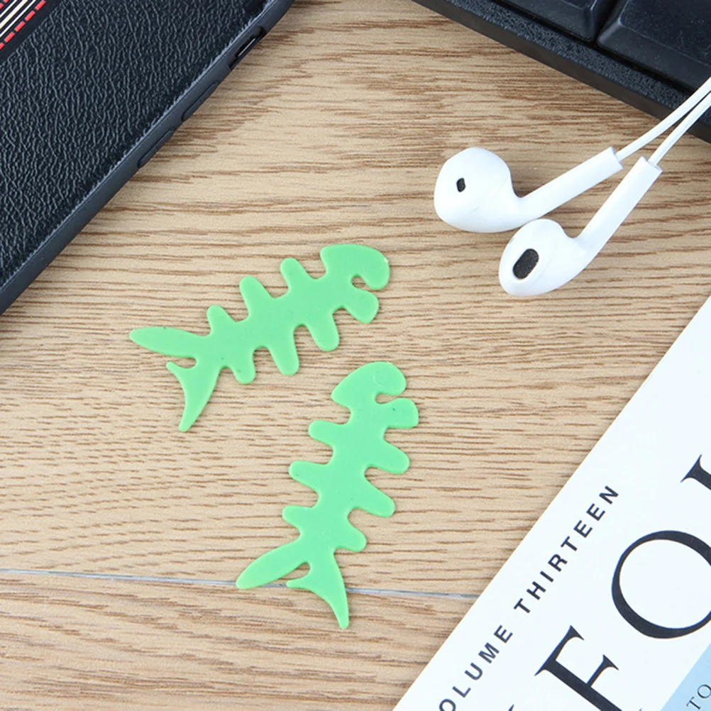

200Pcs Silicone Cable Tidy Fish Bone Wire Winder for Cord Management Headphone Line Organizer Compact Space Saving Home Office