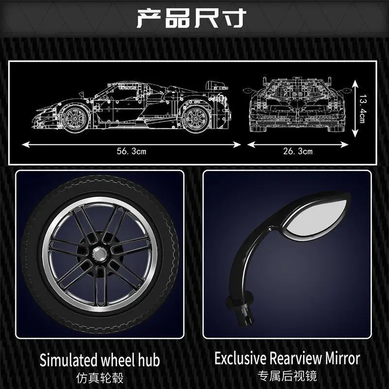 MouldKing 13182 Pagani Flower Black High-Tech Mechanical Set Edukacyjny Zestaw Klocków Mechanicznych Zabawka do Składania Prezent