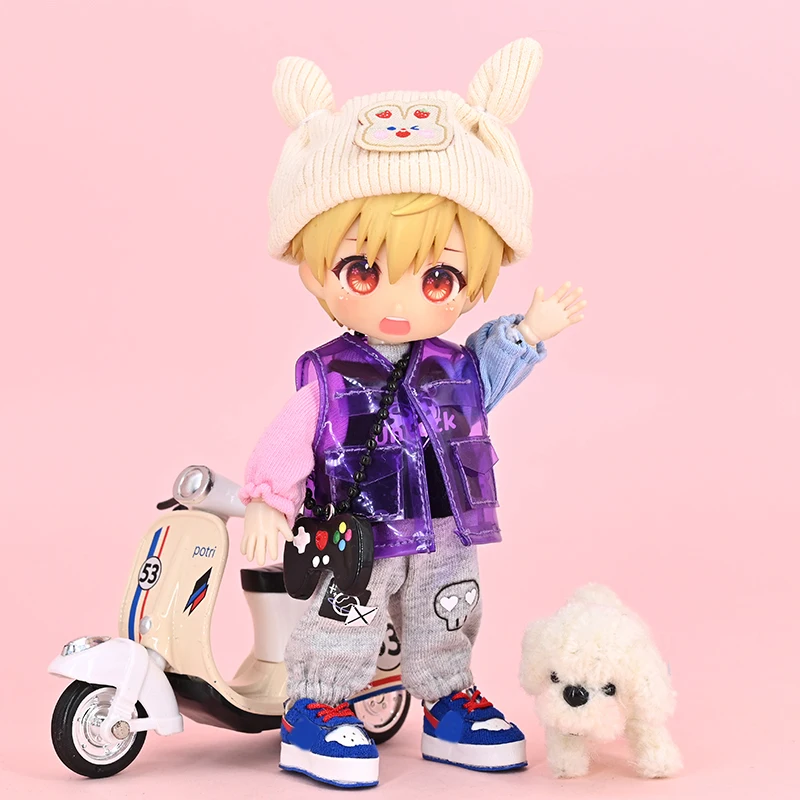 Original OB11 Clothes Full Set Video Game Clothing Long Sleeved Sweater Vest Pants Cute Animal Hat For Obitsu11 Molly GSC YMY